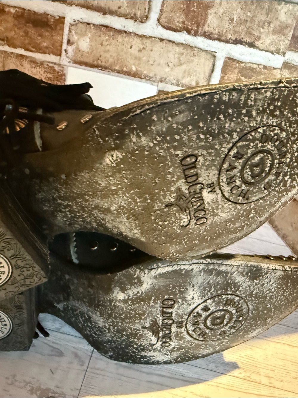 Double D Ranch Black Leather Western Fringe Ankle Boots with Turquoise Accents - Picture 8 of 11
